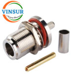 11121215-- RF CONNECTOR - 50OHMS ,  N FEMALE , STRAIGHT , BULK HEAD , CRIMP TYPE , RG58, RG142, LMR195 CABLE - Image 3