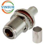 11121217 -- RF CONNECTOR - 50OHMS , N FEMALE , STRAIGHT , BULK HEAD REAR MOUNT , CRIMP TYPE , LMR-400 CABLE