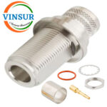 11121218 -- RF CONNECTOR - 50OHMS , N FEMALE , STRAIGHT , BULK HEAD REAR MOUNT, CRIMP TYPE ,LMR-600 CABLE