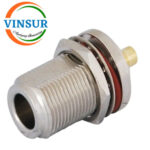 1112123D -- RF CONNECTOR - 50OHMS , N FEMALE , ST , BULKHEAD , SOLDER TYPE , RG402 (0.141 INCH)CABLE