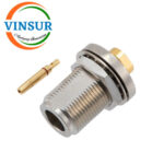 1112123E -- RF CONNECTOR - 50OHMS , N FEMALE , STRAIGHT , BULKHEAD REAR MOUNT , SOLDER TYPE , RG401 (0.250 INCH)  CABLE