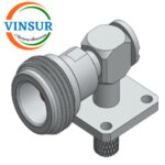 11122416 -- RF CONNECTOR - 50 OHMS , N FEMALE , RIGHT ANGLE , 4 HOLE FLANGE , CRIMP TYPE , LMR-240 CABLE