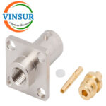 1132143C -- RF CONNECTOR  50OHMS , BNC FEMALE , STRAIGHT , 4 HOLE FLANGE , SOLDER TYPE , RG405 (0.086 INCH)  CABLE