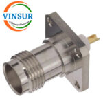 VSW-112214I0 -- RF CONNECTOR - 50OHMS , TNC FEMALE , STRAIGHT , 4 HOLE FLANGE , SOLDER CUP
