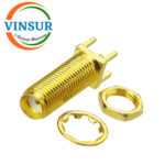 11521540 -- RF CONNECTOR - 50 OHMS , SMA FEMALE , STRAIGHT , BULK HEAD LONG LENGTH , PCB-THROUGH HOLE ,   ROUND POST - Image 2