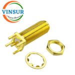 11521540 -- RF CONNECTOR - 50 OHMS , SMA FEMALE , STRAIGHT , BULK HEAD LONG LENGTH , PCB-THROUGH HOLE ,   ROUND POST