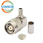 11A12015 -- RF CONNECTOR - 50 OHMS , RP TNC MALE , RIGHT ANGLE , CRIMP TYPE , RG58, RG142, LMR195 CABLE