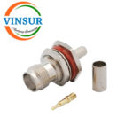 11A21215 -- RF CONNECTOR - 50 OHMS , RP TNC FEMALE , STRAIGHT, BULKHEAD , CRIMP TYPE , RG58 CABLE