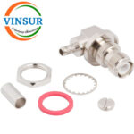 11A22215 -- RF CONNECTOR - 50 OHMS , RP TNC FEMALE , RIGHT ANGLE BULK HEAD, CRIMP TYPE , RG58 CABLE