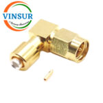 VSW-1151293C-55 -- RF CONNECTOR - 50OHMS , SMA MALE , RIGHT ANGLE , SOLDER TYPE , RG405(0.86) CABLE