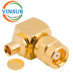 11F1203C -- RF CONNECTOR - 50 OHMS , SMC MALE , RIGHT ANGLE , SOLDER TYPE , RG405(0.086) CABLE